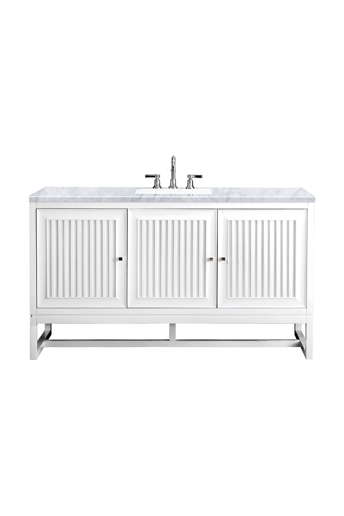 Renovate for Less Atlanta Athens 60" Single Vanity, Glossy White w/ 3 CM Carrara White Top