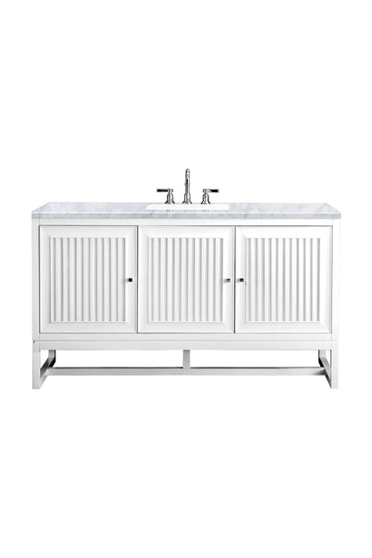 Renovate for Less Atlanta Athens 60" Single Vanity, Glossy White w/ 3 CM Carrara White Top