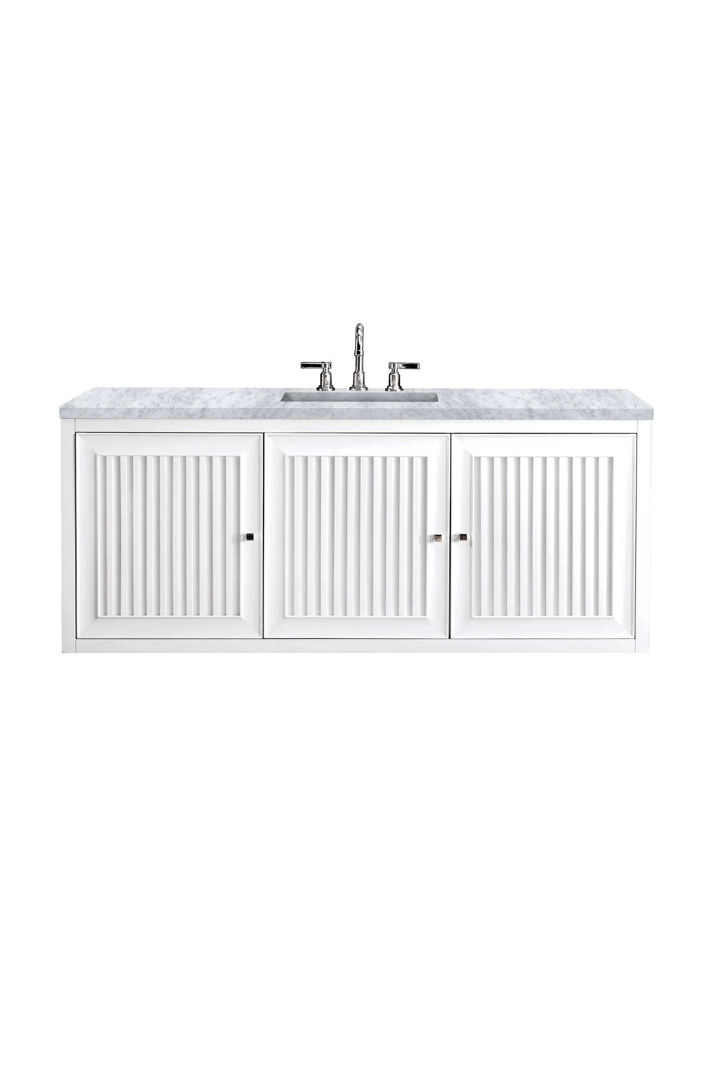 Renovate for Less Atlanta Athens 60" Single Vanity, Glossy White w/ 3 CM Carrara White Top, view 2