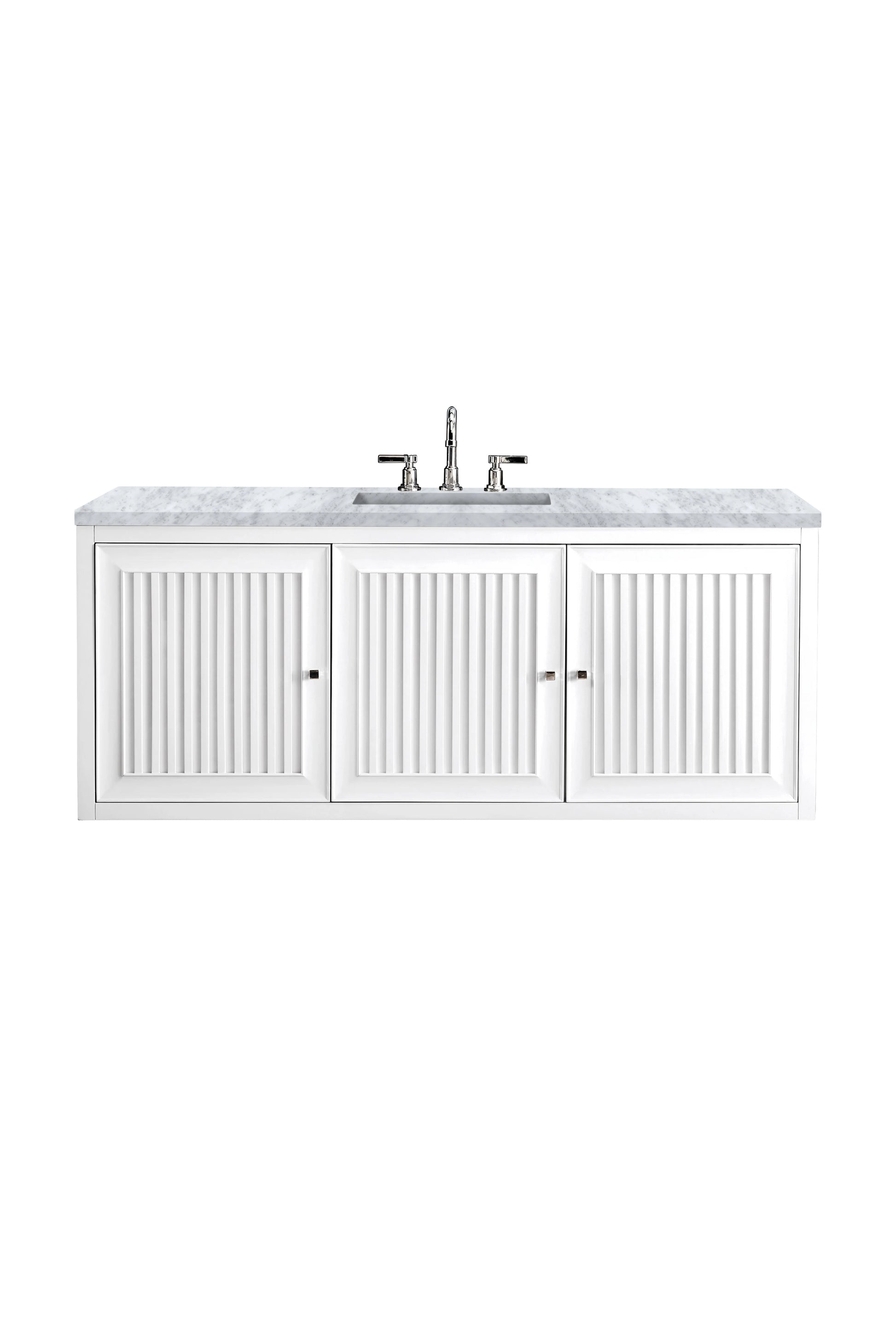 Renovate for Less Atlanta Athens 60" Single Vanity, Glossy White w/ 3 CM Carrara White Top, view 2