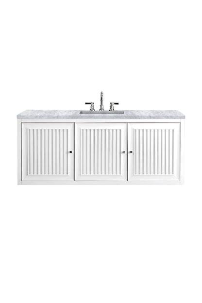 Renovate for Less Atlanta Athens 60" Single Vanity, Glossy White w/ 3 CM Carrara White Top, view 2