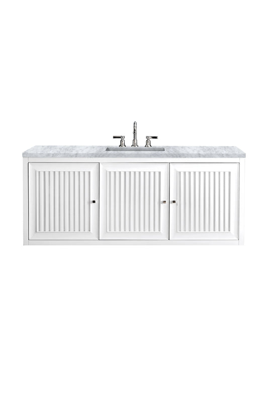 Renovate for Less Atlanta Athens 60" Single Vanity, Glossy White w/ 3 CM Carrara White Top, view 2