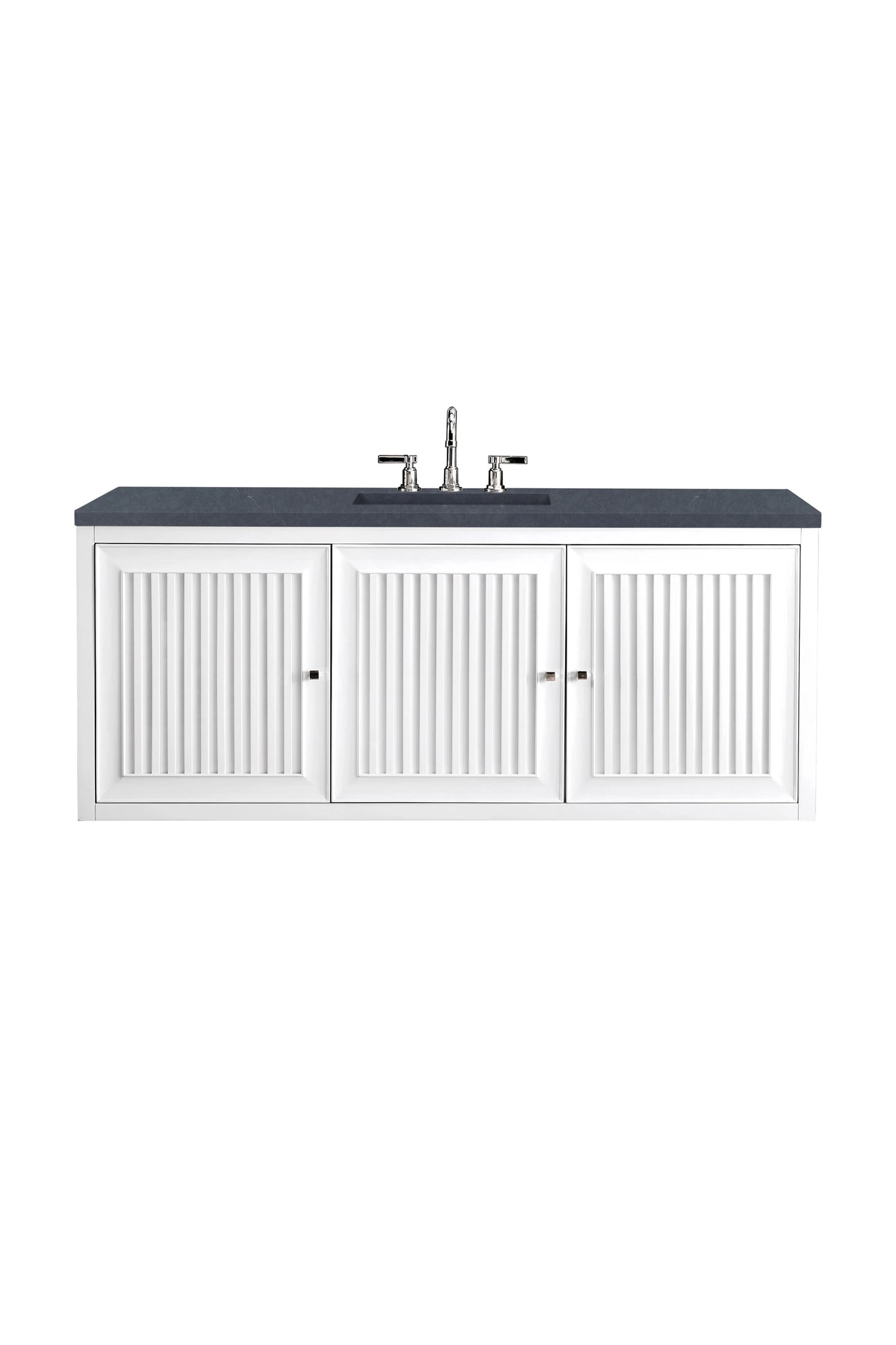 Renovate for Less Atlanta Athens 60" Single Vanity, Glossy White w/ 3 CM Charcoal Soapstone Silestone Top, view 2