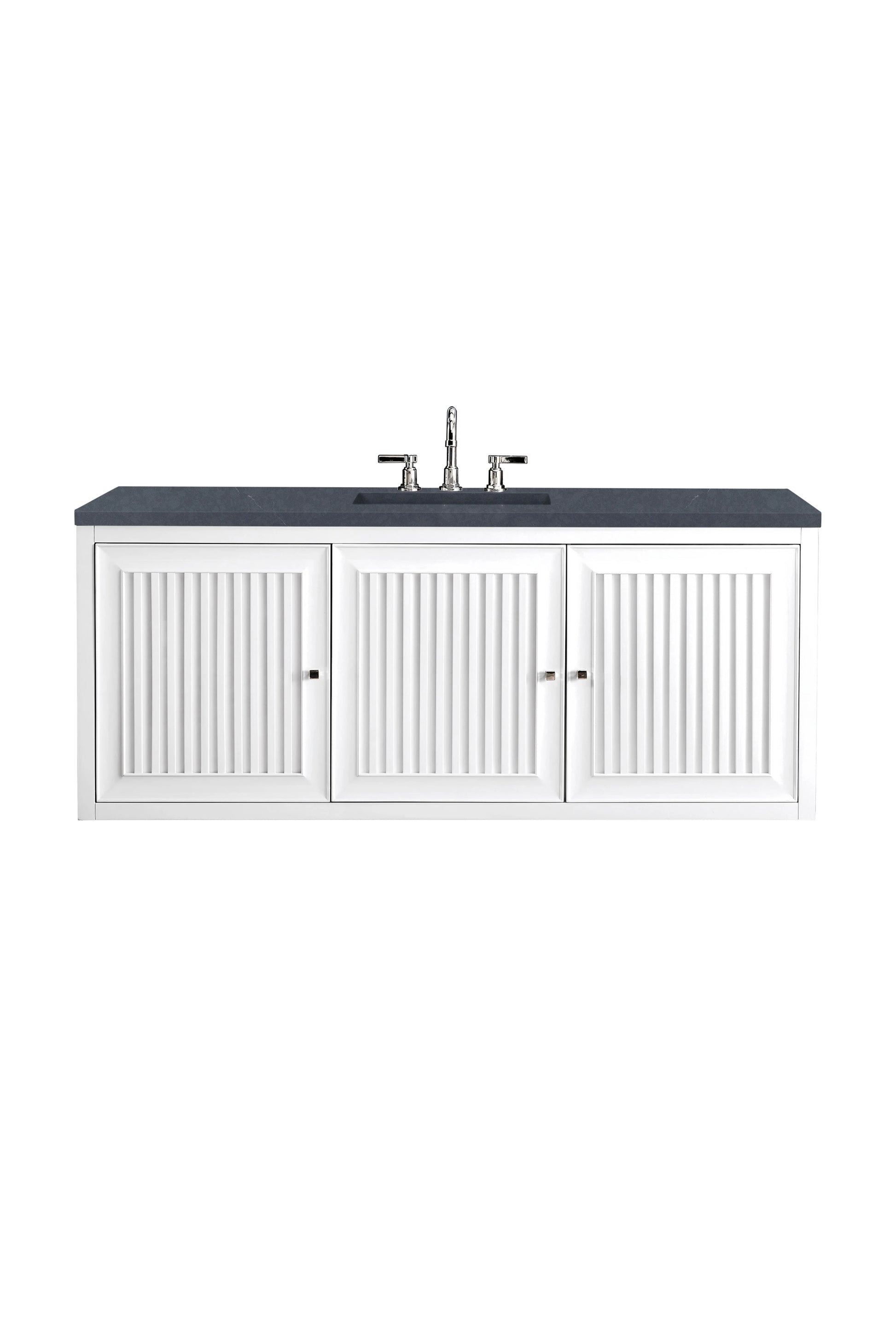 Renovate for Less Atlanta Athens 60" Single Vanity, Glossy White w/ 3 CM Charcoal Soapstone Silestone Top, view 2