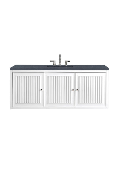 Renovate for Less Atlanta Athens 60" Single Vanity, Glossy White w/ 3 CM Charcoal Soapstone Silestone Top, view 2