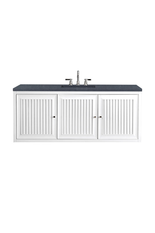 Renovate for Less Atlanta Athens 60" Single Vanity, Glossy White w/ 3 CM Charcoal Soapstone Silestone Top, view 2