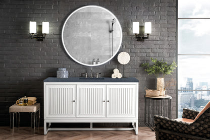 Renovate for Less Atlanta Athens 60" Single Vanity, Glossy White w/ 3 CM Charcoal Soapstone Silestone Top, view 3