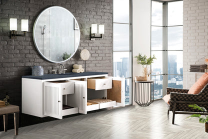 Renovate for Less Atlanta Athens 60" Single Vanity, Glossy White w/ 3 CM Charcoal Soapstone Silestone Top, view 8