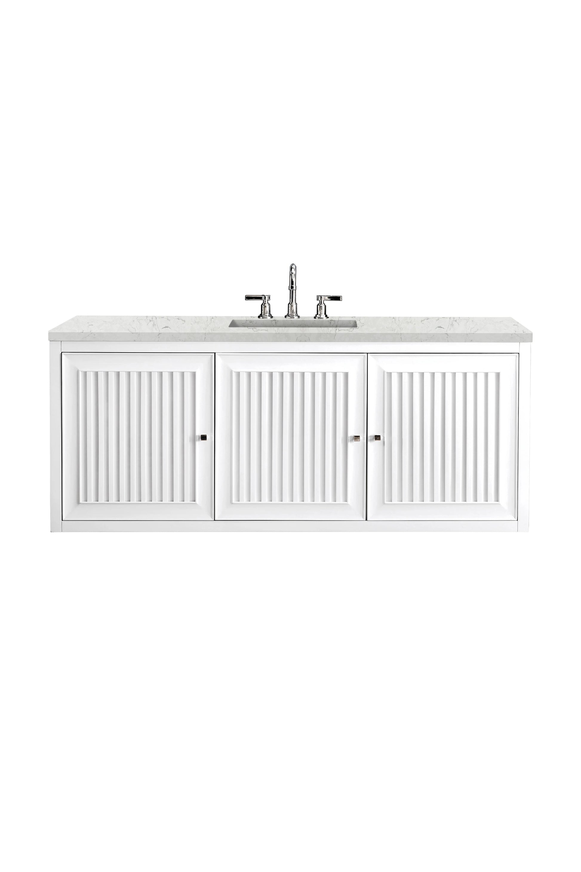 Renovate for Less Atlanta Athens 60" Single Vanity, Glossy White w/ 3 CM Eternal Jasmine Pearl Silestone Top, view 2