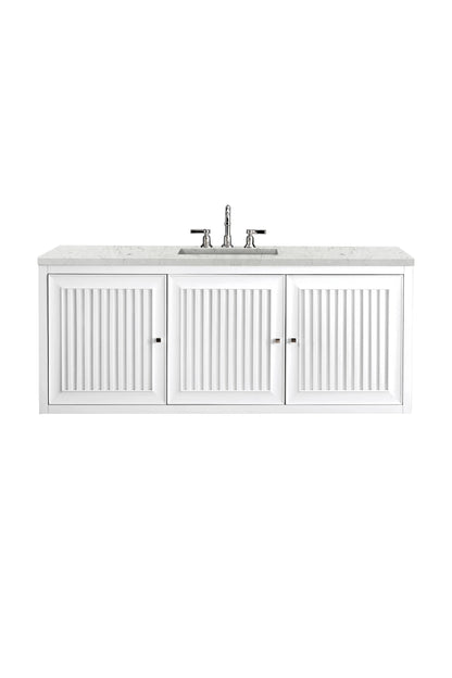 Renovate for Less Atlanta Athens 60" Single Vanity, Glossy White w/ 3 CM Eternal Jasmine Pearl Silestone Top, view 2