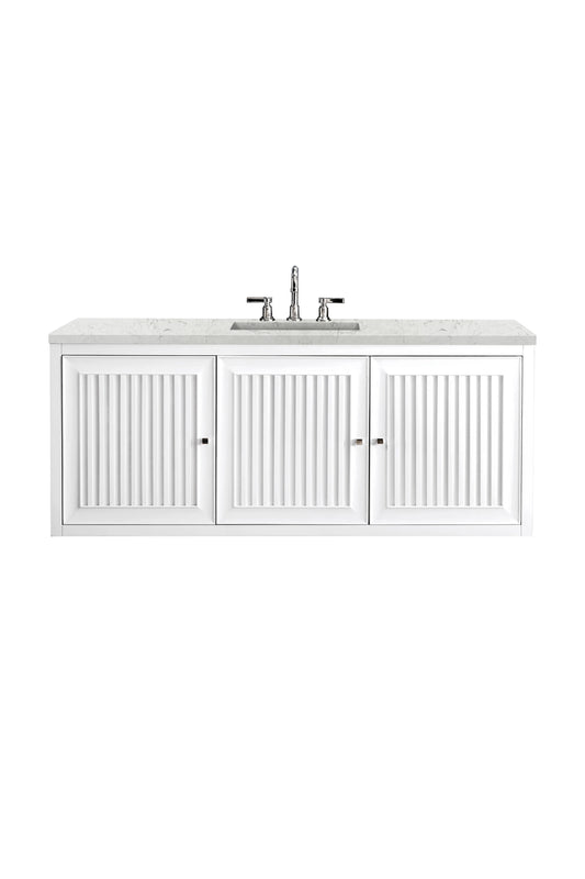 Renovate for Less Atlanta Athens 60" Single Vanity, Glossy White w/ 3 CM Eternal Jasmine Pearl Silestone Top, view 2