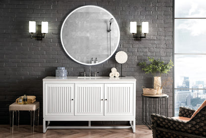 Renovate for Less Atlanta Athens 60" Single Vanity, Glossy White w/ 3 CM Eternal Jasmine Pearl Silestone Top, view 3