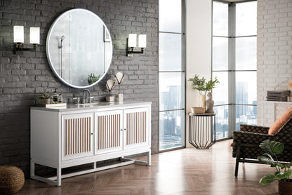 Renovate for Less Atlanta Athens 60" Single Vanity, Glossy White w/ 3 CM Eternal Jasmine Pearl Silestone Top, view 4