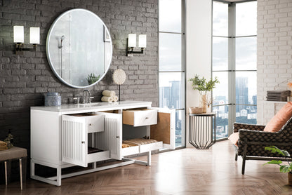 Renovate for Less Atlanta Athens 60" Single Vanity, Glossy White w/ 3 CM Eternal Jasmine Pearl Silestone Top, view 6