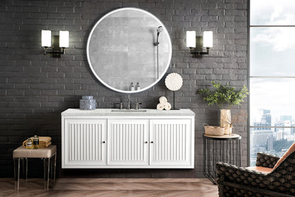 Renovate for Less Atlanta Athens 60" Single Vanity, Glossy White w/ 3 CM Eternal Jasmine Pearl Silestone Top, view 9