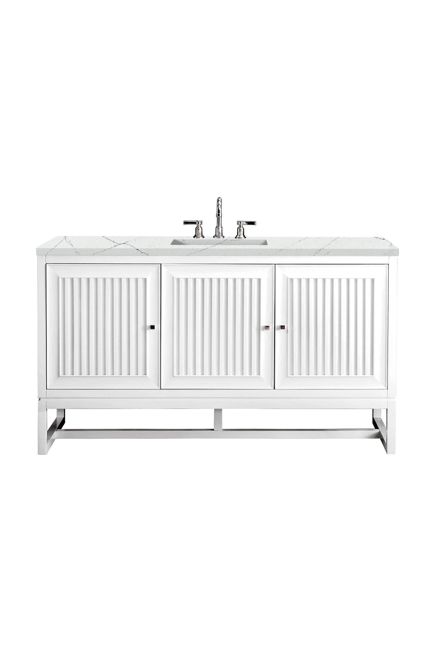 Renovate for Less Atlanta Athens 60" Single Vanity, Glossy White w/ 3 CM Ethereal Noctis Top