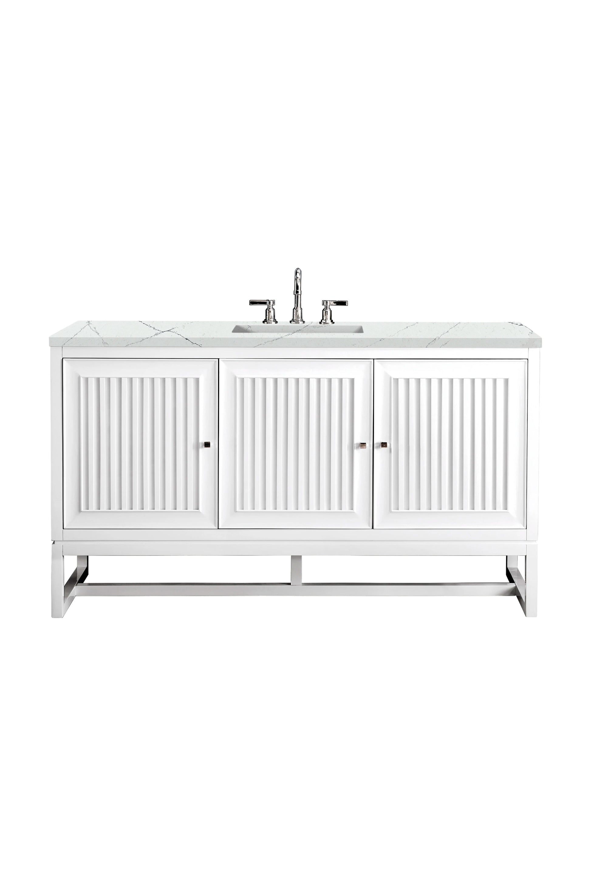 Renovate for Less Atlanta Athens 60" Single Vanity, Glossy White w/ 3 CM Ethereal Noctis Top