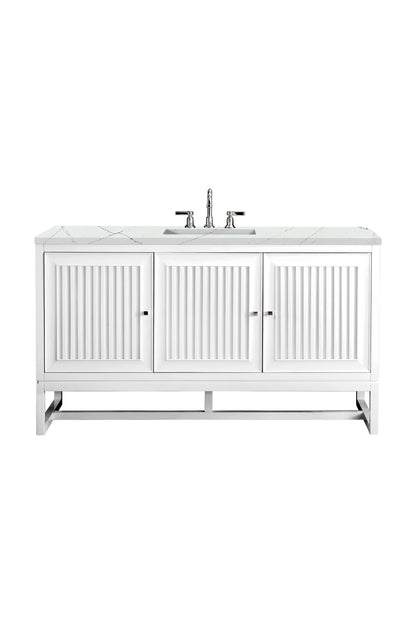 Renovate for Less Atlanta Athens 60" Single Vanity, Glossy White w/ 3 CM Ethereal Noctis Top