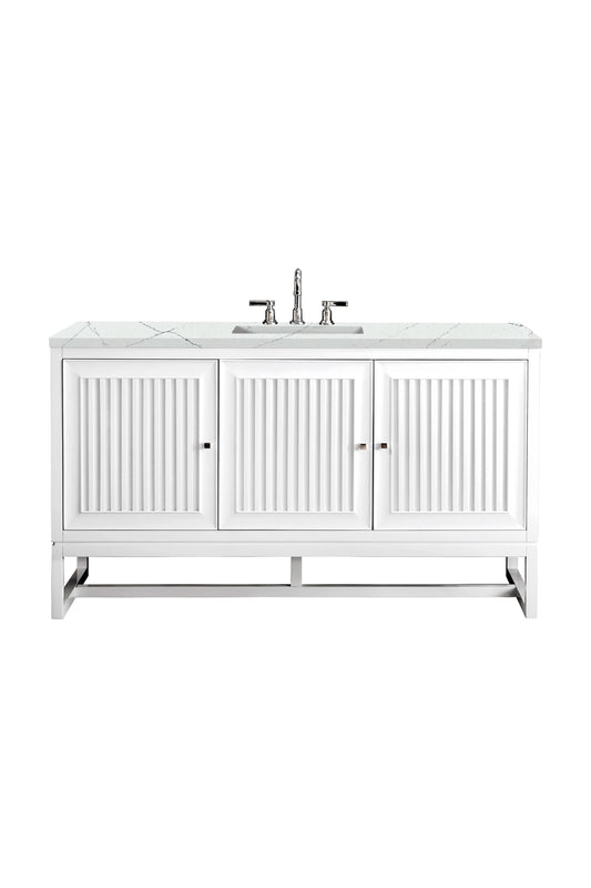 Renovate for Less Atlanta Athens 60" Single Vanity, Glossy White w/ 3 CM Ethereal Noctis Top