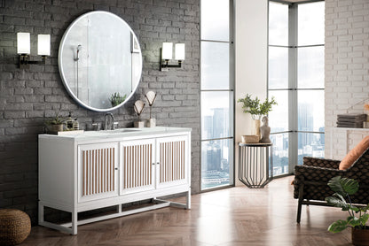 Renovate for Less Atlanta Athens 60" Single Vanity, Glossy White w/ 3 CM Ethereal Noctis Top, view 3