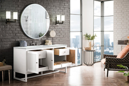 Renovate for Less Atlanta Athens 60" Single Vanity, Glossy White w/ 3 CM Ethereal Noctis Top, view 4