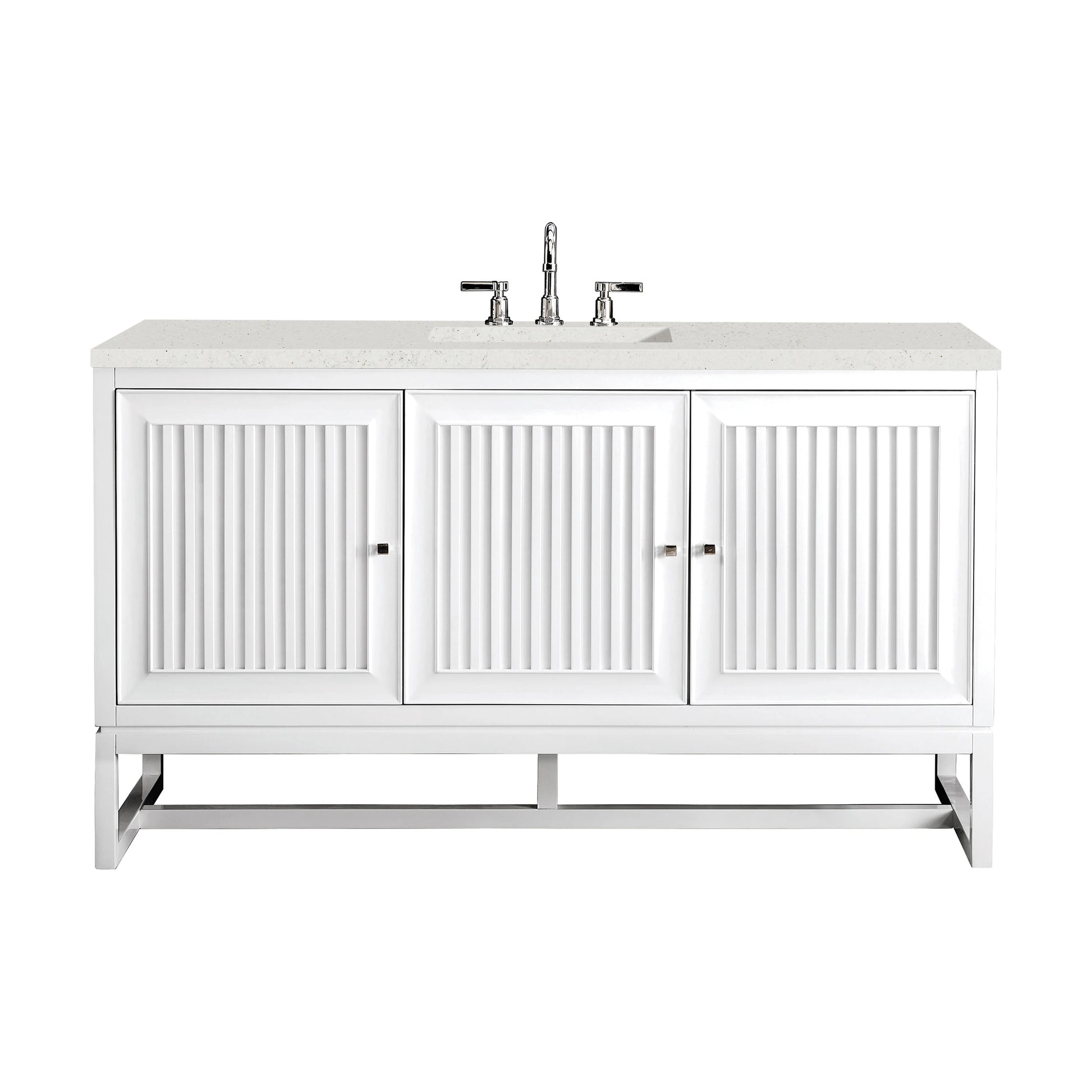 Renovate for Less Atlanta Athens 60" Single Vanity, Glossy White w/ 3 CM Lime Delight Silestone Top
