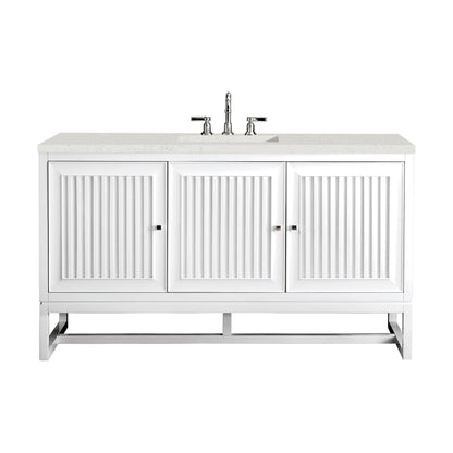 Renovate for Less Atlanta Athens 60" Single Vanity, Glossy White w/ 3 CM Lime Delight Silestone Top
