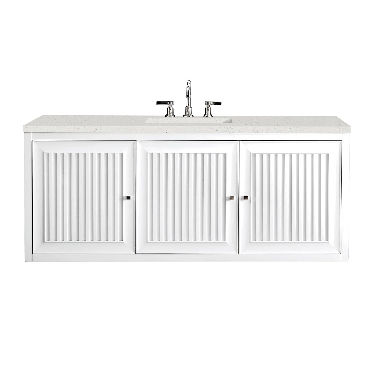 Renovate for Less Atlanta Athens 60" Single Vanity, Glossy White w/ 3 CM Lime Delight Silestone Top, view 2