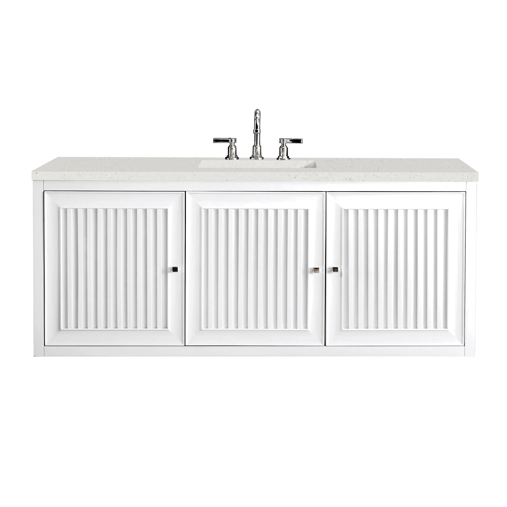 Renovate for Less Atlanta Athens 60" Single Vanity, Glossy White w/ 3 CM Lime Delight Silestone Top, view 2
