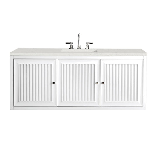Renovate for Less Atlanta Athens 60" Single Vanity, Glossy White w/ 3 CM Lime Delight Silestone Top, view 2