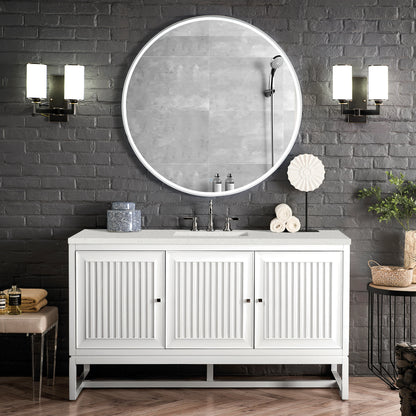 Renovate for Less Atlanta Athens 60" Single Vanity, Glossy White w/ 3 CM Lime Delight Silestone Top, view 3
