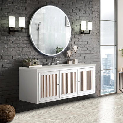 Renovate for Less Atlanta Athens 60" Single Vanity, Glossy White w/ 3 CM Lime Delight Silestone Top, view 5