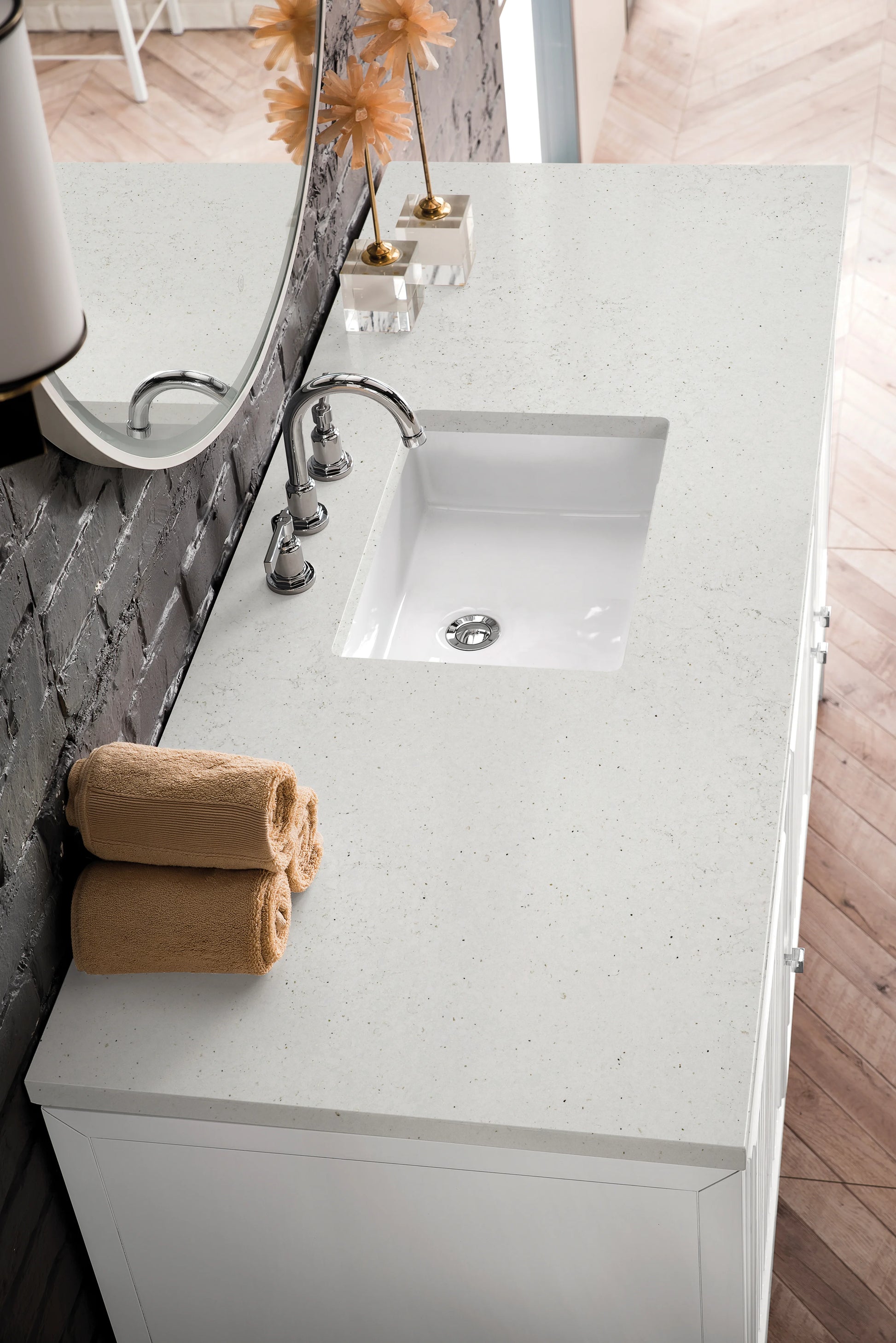 Renovate for Less Atlanta Athens 60" Single Vanity, Glossy White w/ 3 CM Lime Delight Silestone Top, view 8