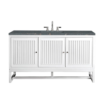 Renovate for Less Atlanta Athens 60" Single Vanity, Glossy White w/ 3 CM Parisien Bleu Silestone Top