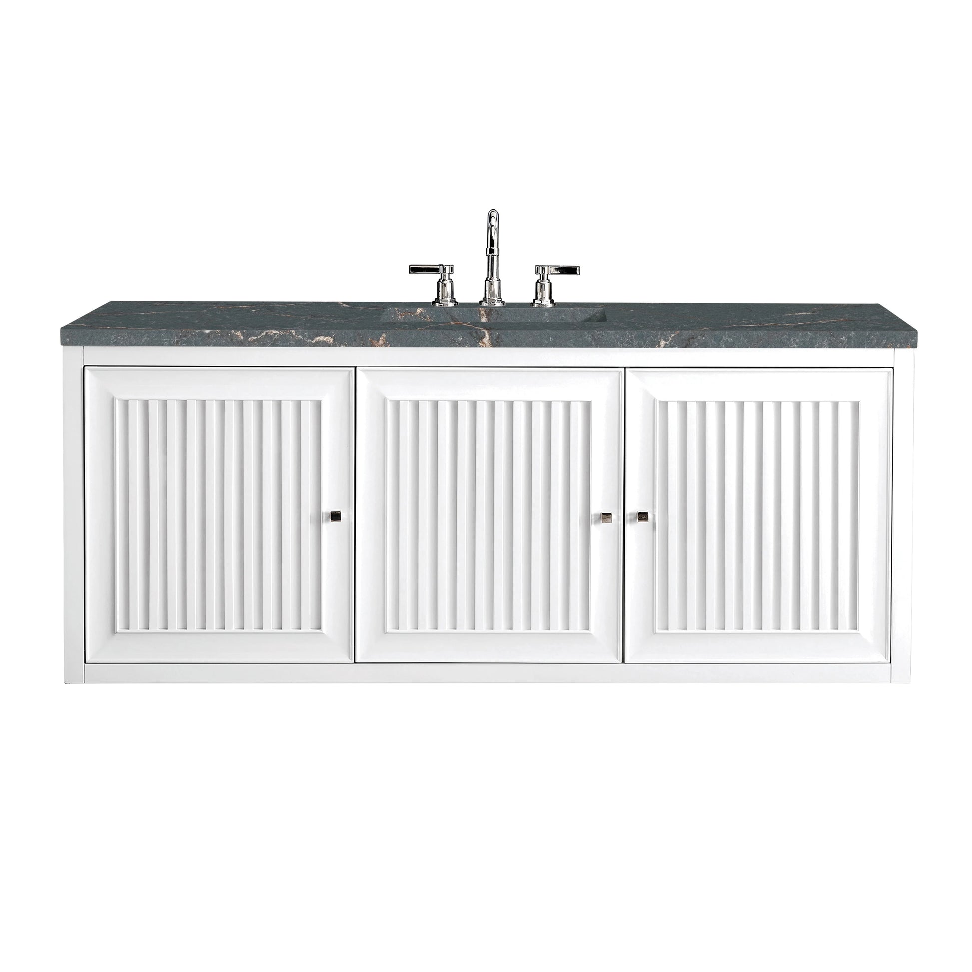Renovate for Less Atlanta Athens 60" Single Vanity, Glossy White w/ 3 CM Parisien Bleu Silestone Top, view 2