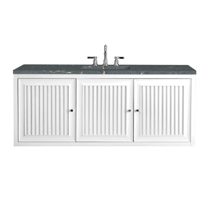 Renovate for Less Atlanta Athens 60" Single Vanity, Glossy White w/ 3 CM Parisien Bleu Silestone Top, view 2