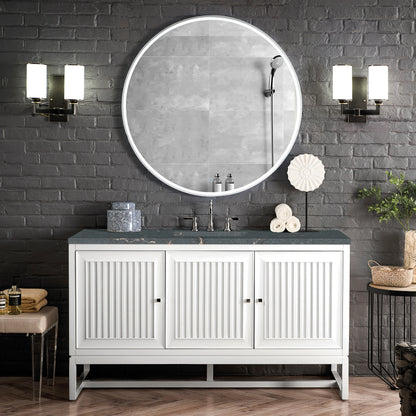 Renovate for Less Atlanta Athens 60" Single Vanity, Glossy White w/ 3 CM Parisien Bleu Silestone Top, view 3