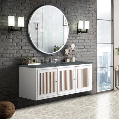 Renovate for Less Atlanta Athens 60" Single Vanity, Glossy White w/ 3 CM Parisien Bleu Silestone Top, view 5