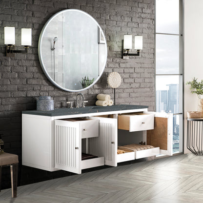 Renovate for Less Atlanta Athens 60" Single Vanity, Glossy White w/ 3 CM Parisien Bleu Silestone Top, view 7