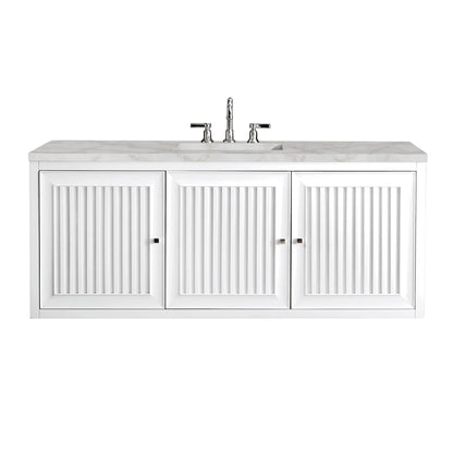 Renovate for Less Atlanta Athens 60" Single Vanity, Glossy White w/ 3 CM Victorian Silver Silestone Top, view 2