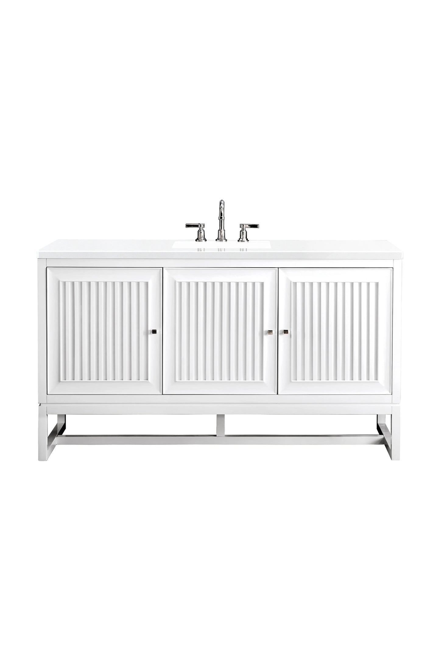 Renovate for Less Atlanta Athens 60" Single Vanity, Glossy White w/ 3 CM White Zeus Silestone Top