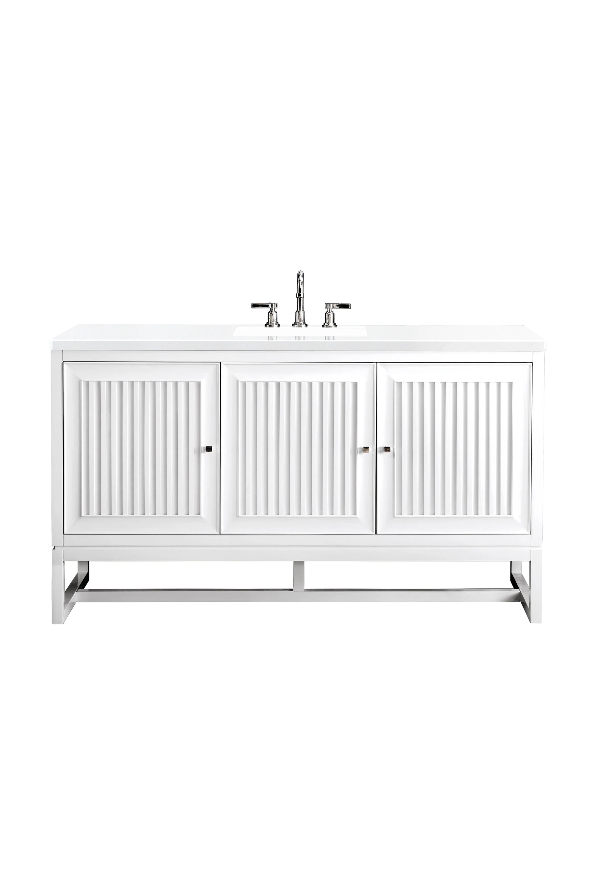 Renovate for Less Atlanta Athens 60" Single Vanity, Glossy White w/ 3 CM White Zeus Silestone Top
