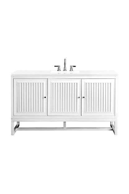 Renovate for Less Atlanta Athens 60" Single Vanity, Glossy White w/ 3 CM White Zeus Silestone Top