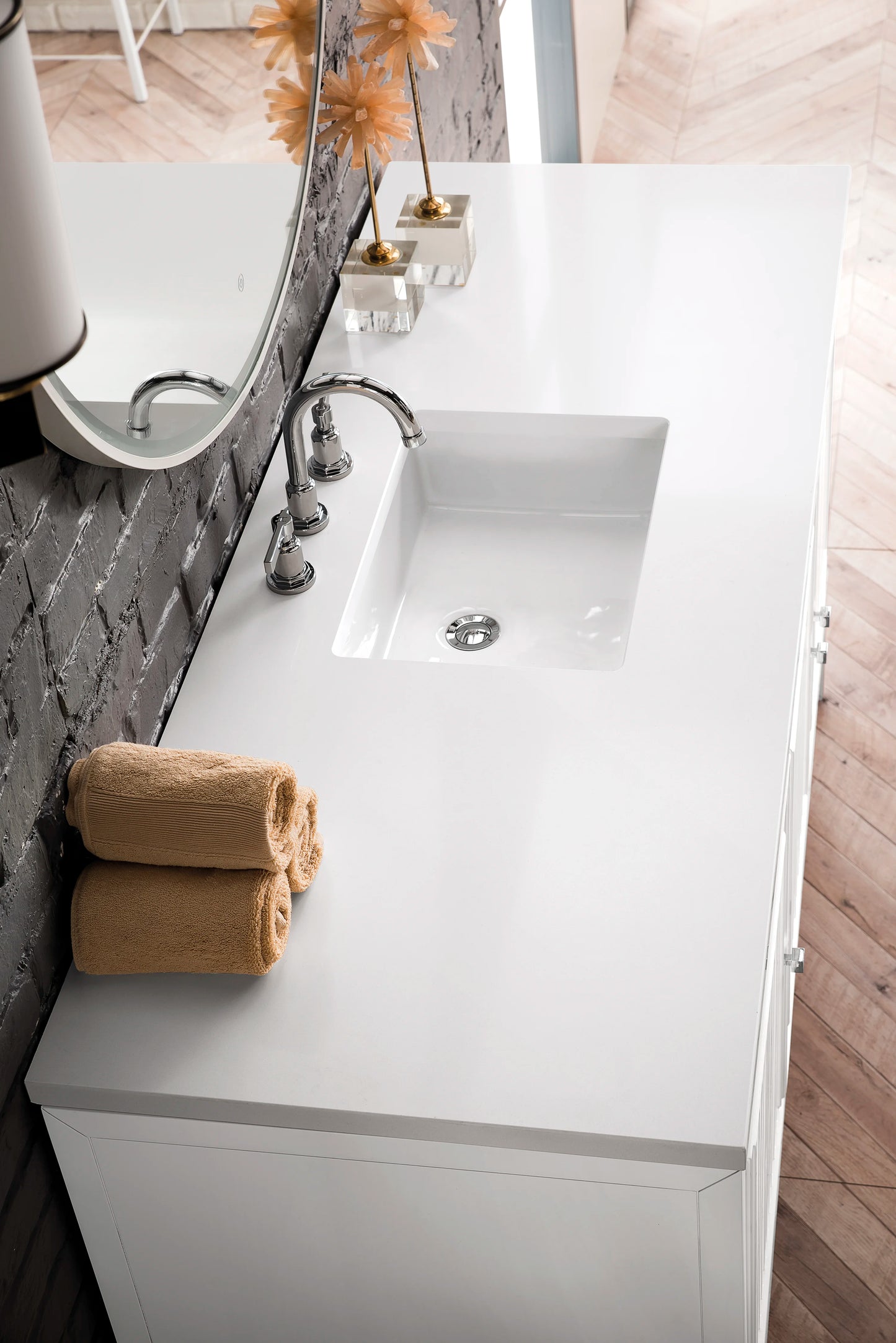 Renovate for Less Atlanta Athens 60" Single Vanity, Glossy White w/ 3 CM White Zeus Silestone Top, view 4