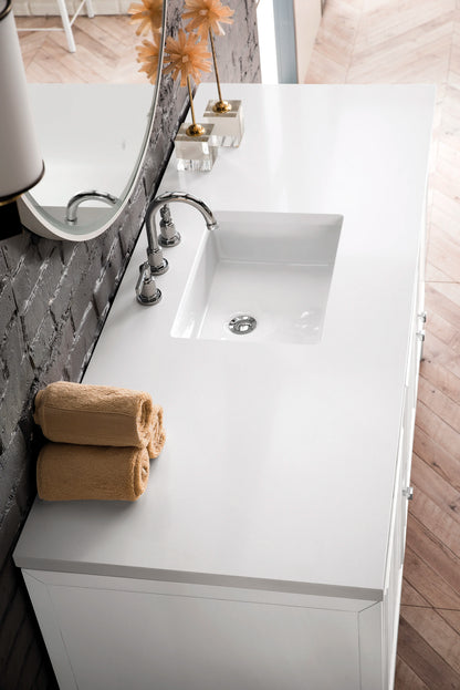 Renovate for Less Atlanta Athens 60" Single Vanity, Glossy White w/ 3 CM White Zeus Silestone Top, view 4