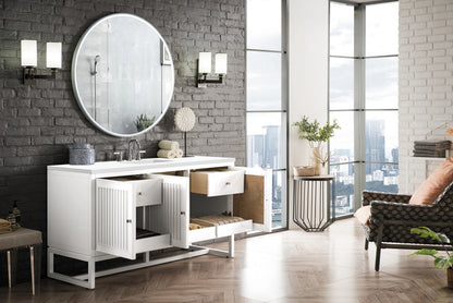 Renovate for Less Atlanta Athens 60" Single Vanity, Glossy White w/ 3 CM White Zeus Silestone Top, view 6
