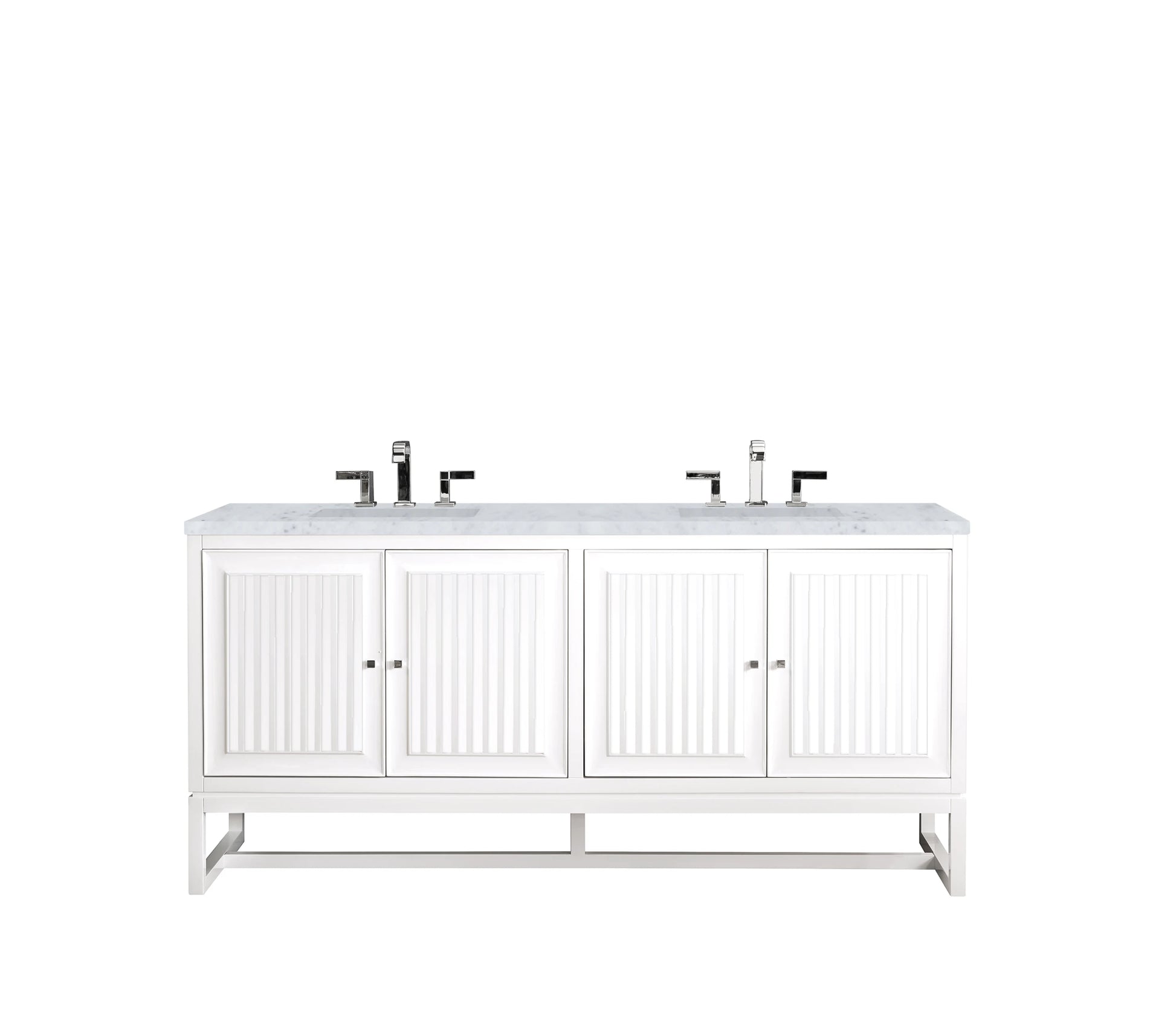 Renovate for Less Atlanta Athens 72" Double Vanity, Glossy White w/ 3 CM Carrara White Top