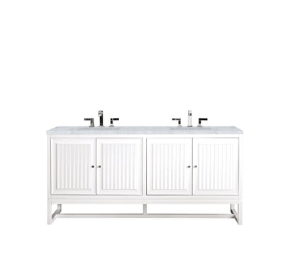 Renovate for Less Atlanta Athens 72" Double Vanity, Glossy White w/ 3 CM Carrara White Top