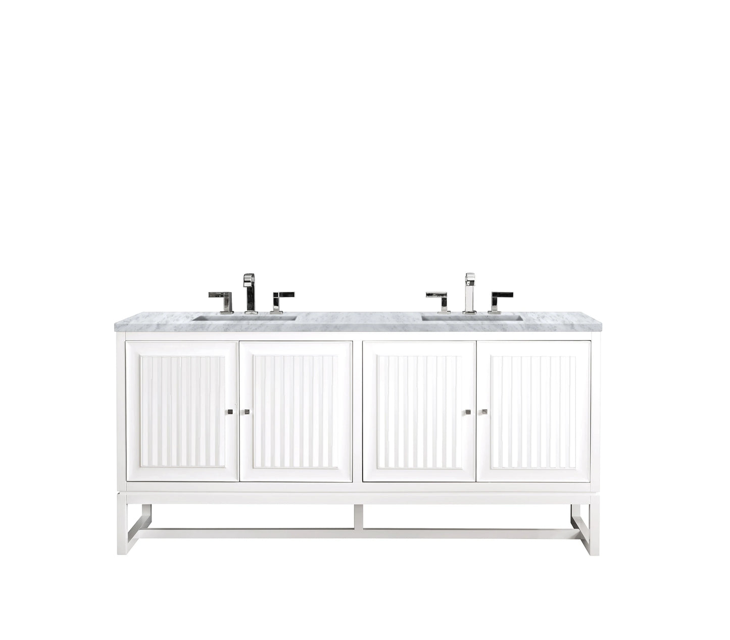 Renovate for Less Atlanta Athens 72" Double Vanity, Glossy White w/ 3 CM Carrara White Top, view 2