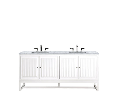 Renovate for Less Atlanta Athens 72" Double Vanity, Glossy White w/ 3 CM Carrara White Top, view 2